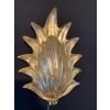 Paire d’appliques de style Barovier en verre de Murano doré avec feuilles et laiton 38