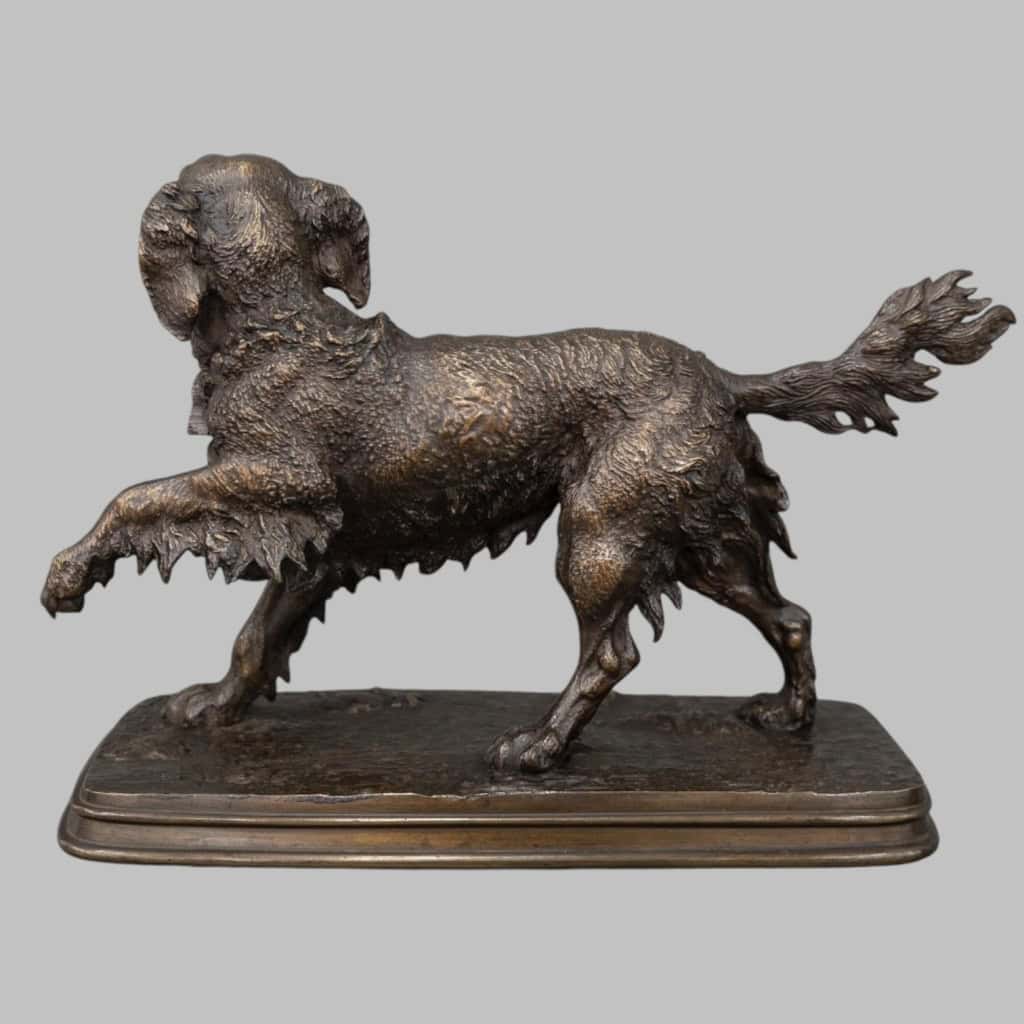 Sculpture – Chien Épagneul À L’ Affût , Ferdinand Pautrot (1832 – 1874) – Bronze 8