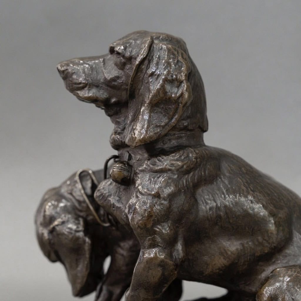 Groupe De Bassets ” Ravageot Et Ravageode ” , Emmanuel Fremiet (1824 -1910) – Bronze 9