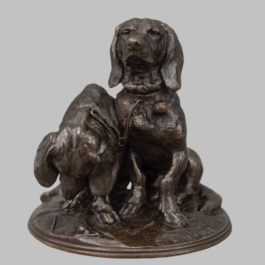 Groupe De Bassets ” Ravageot Et Ravageode ” , Emmanuel Fremiet (1824 -1910) – Bronze 3