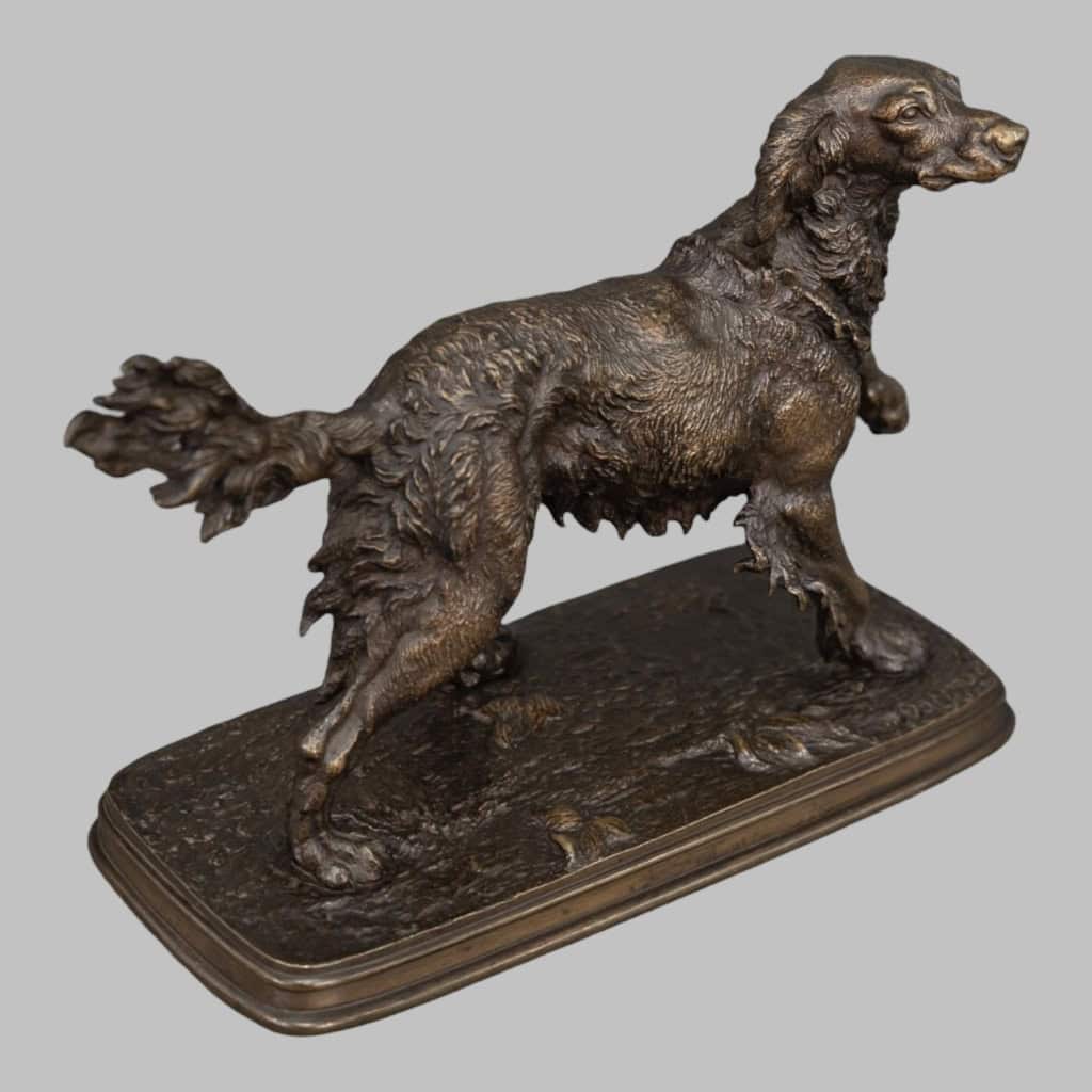 Sculpture – Chien Épagneul À L’ Affût , Ferdinand Pautrot (1832 – 1874) – Bronze 6