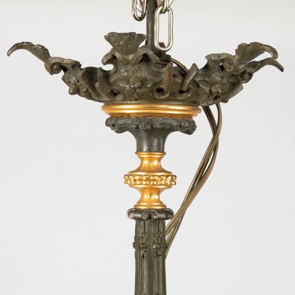 Lustre en fonte de fer et bronze doré néo-renaissance, XIXe 5