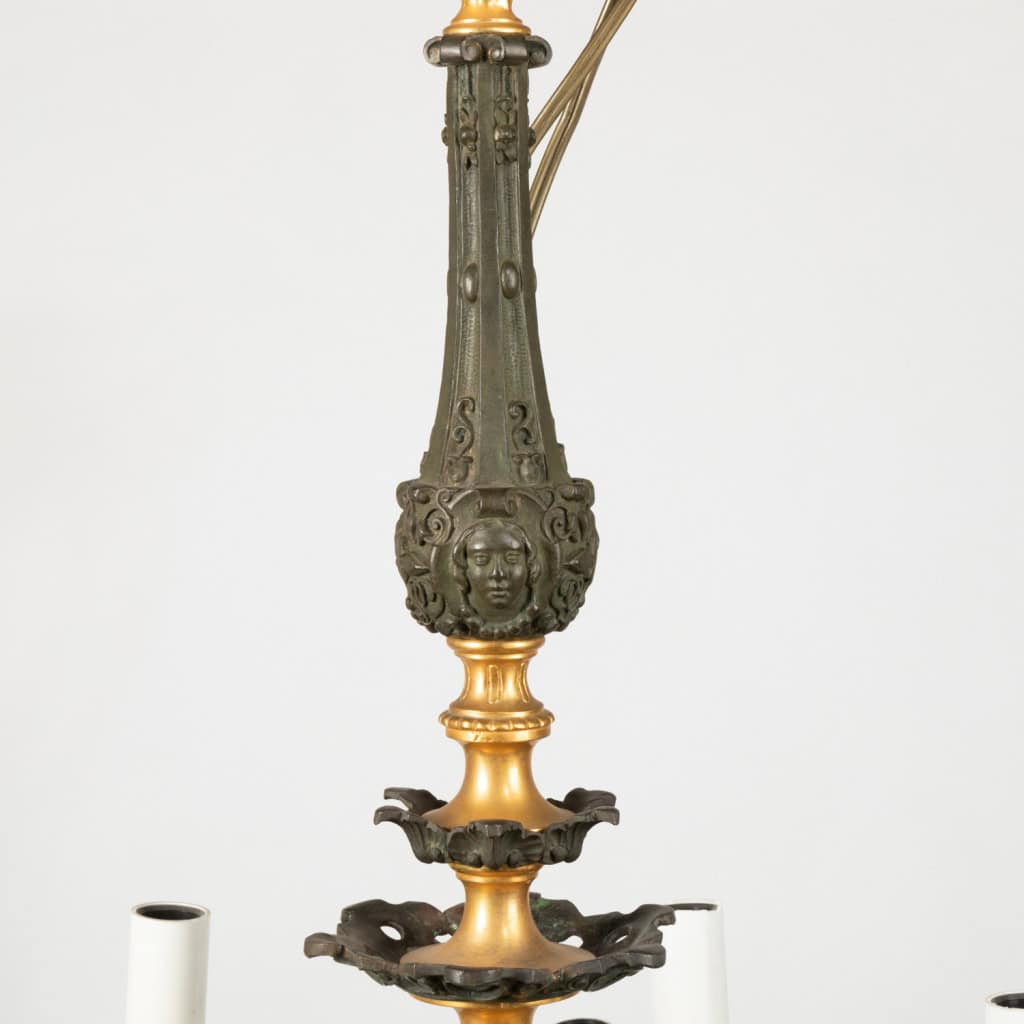 Lustre en fonte de fer et bronze doré néo-renaissance, XIXe 6