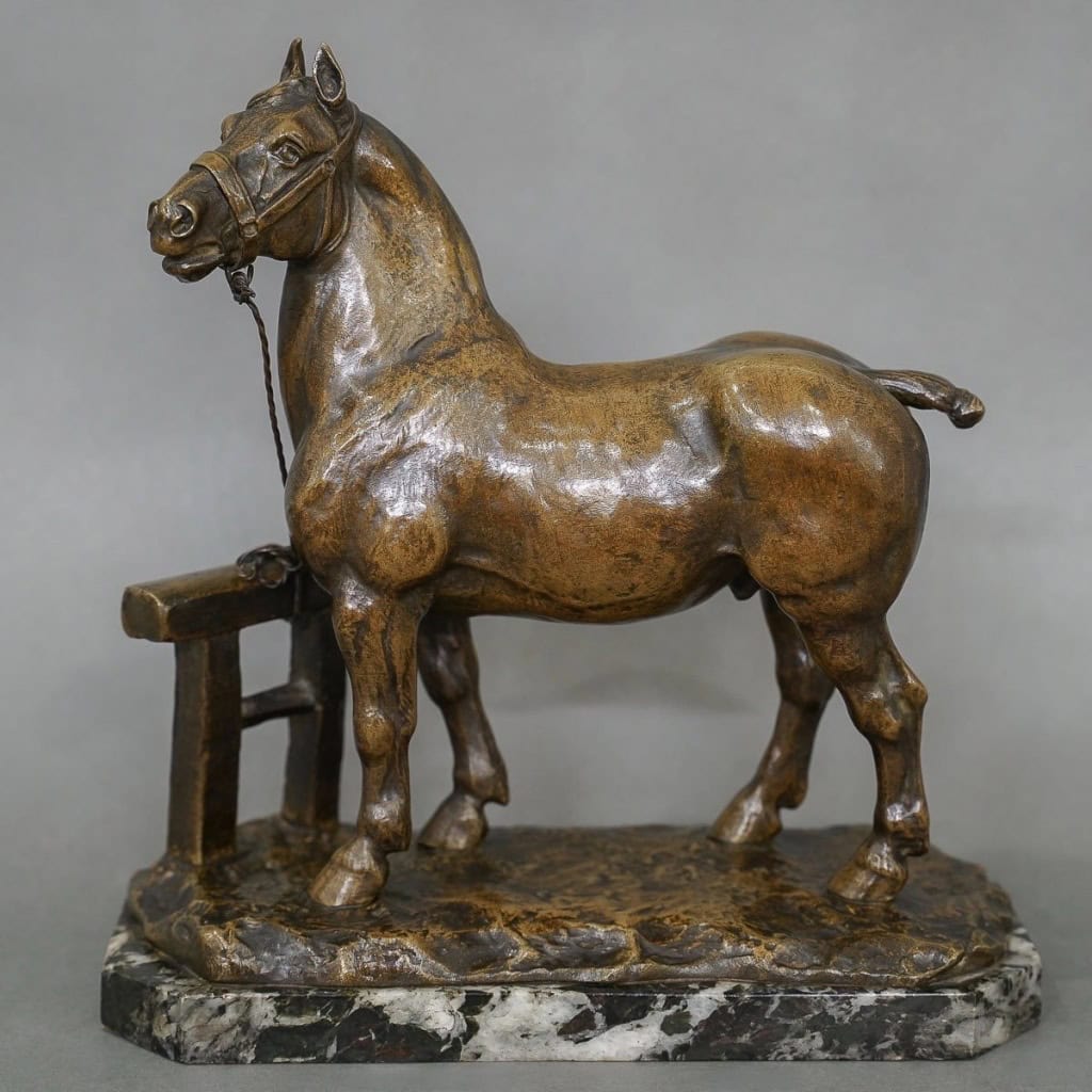 Sculpture – Cheval Percheron , René Maxime Choquet (1872-1958) – Bronze 3