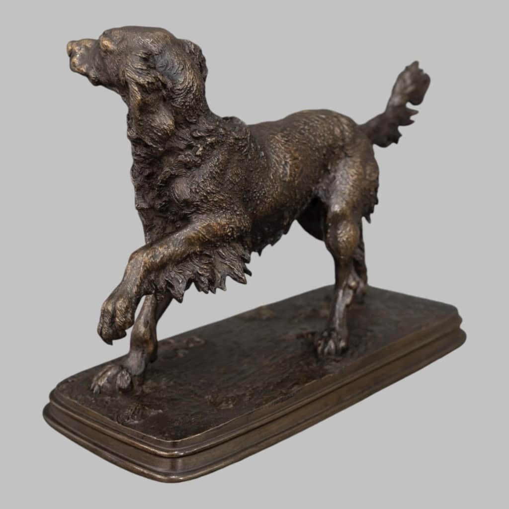 Sculpture – Chien Épagneul À L’ Affût , Ferdinand Pautrot (1832 – 1874) – Bronze 9