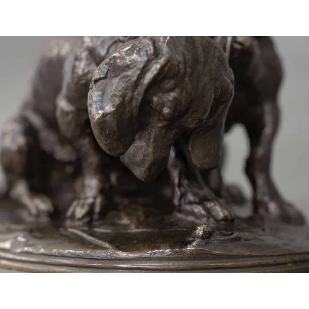 Groupe De Bassets ” Ravageot Et Ravageode ” , Emmanuel Fremiet (1824 -1910) – Bronze 10