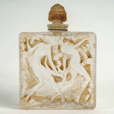 1923 René Lalique – Flacon à Parfum Elégance Verre Blanc Patiné Sépia Pour D’Orsay