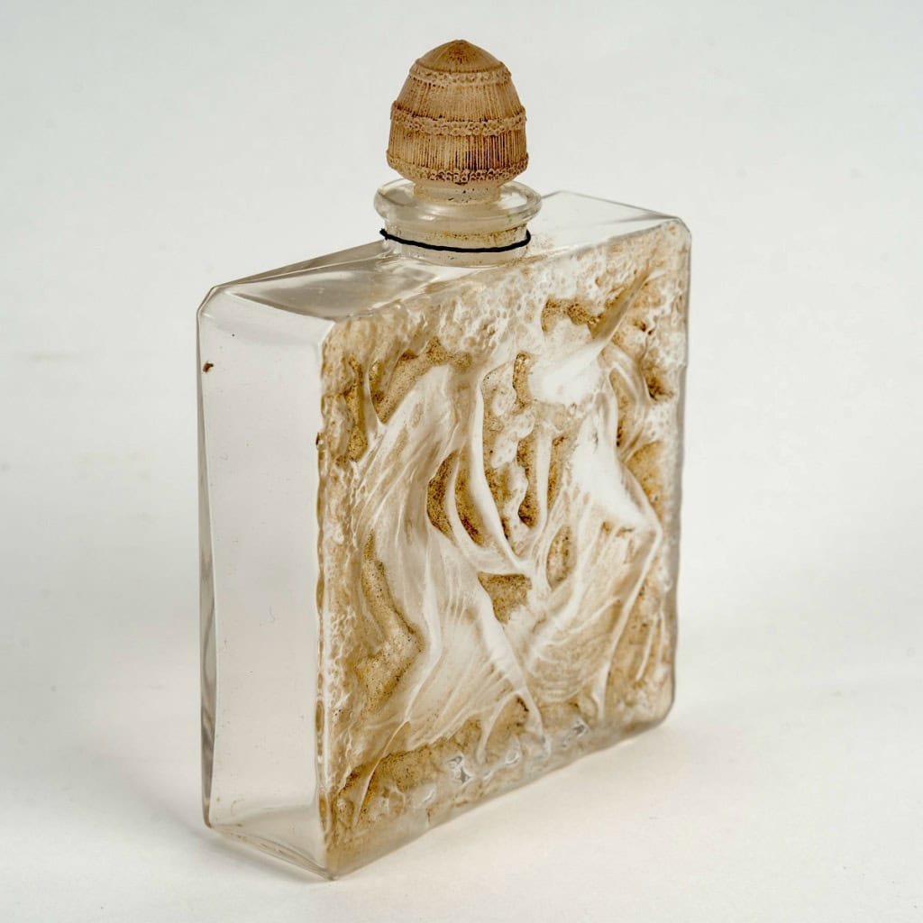 1923 René Lalique – Flacon à Parfum Elégance Verre Blanc Patiné Sépia Pour D’Orsay 4