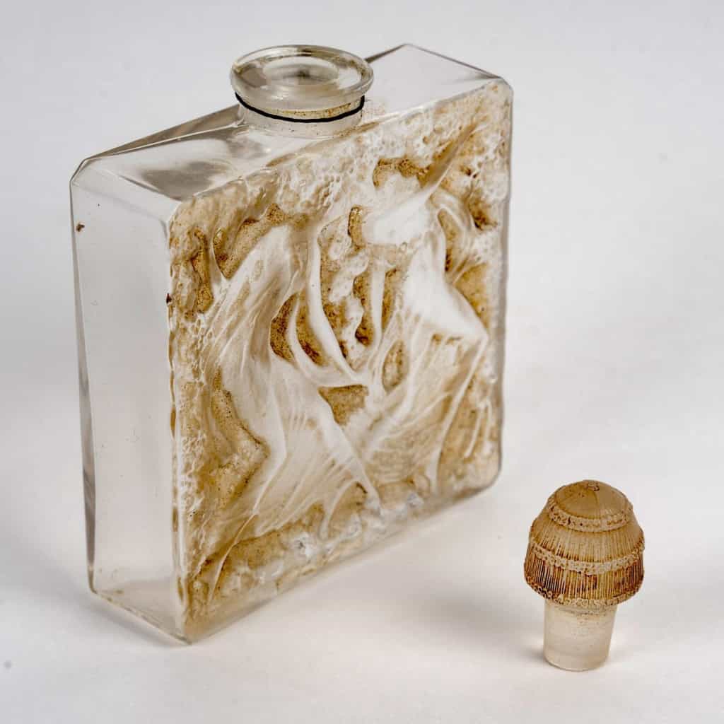 1923 René Lalique – Flacon à Parfum Elégance Verre Blanc Patiné Sépia Pour D’Orsay 6