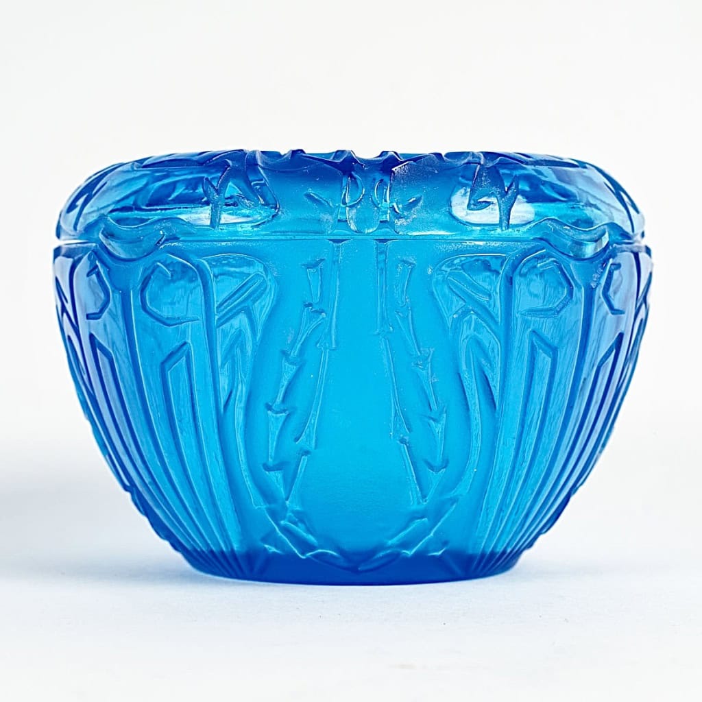 1911 René Lalique – Boîte Quatre Scarabées Verre Bleu Electrique 5