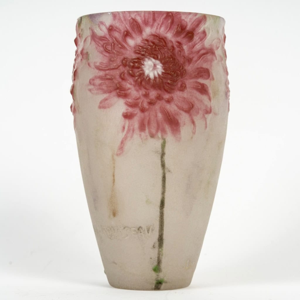 1919 Gabriel Argy-rousseau – Vase Chrysanthèmes Pâte De Verre 3