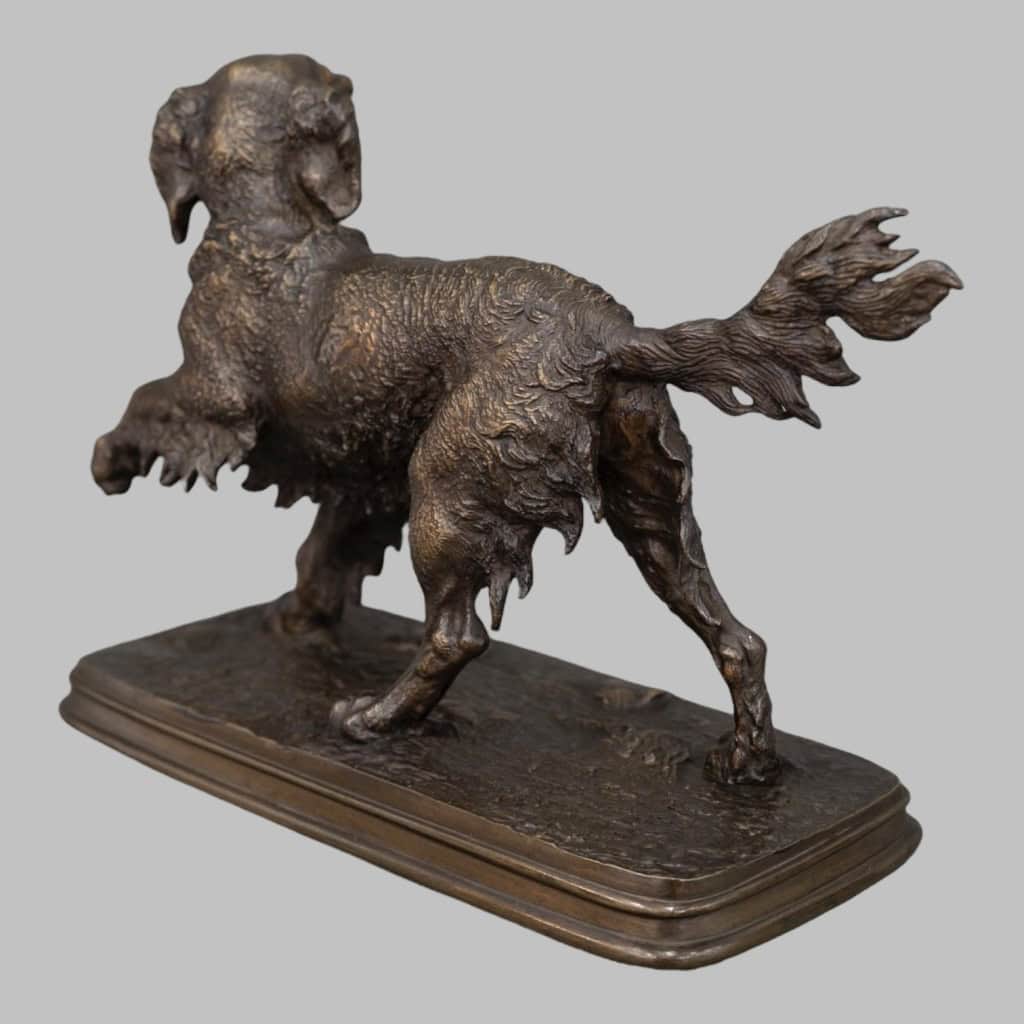 Sculpture – Chien Épagneul À L’ Affût , Ferdinand Pautrot (1832 – 1874) – Bronze 10