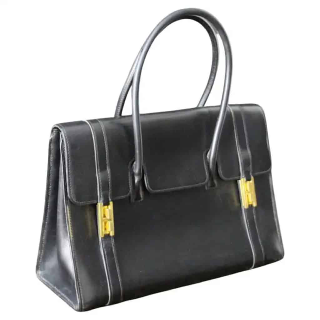 Sac Hermes vintage Drag en cuir noir 3