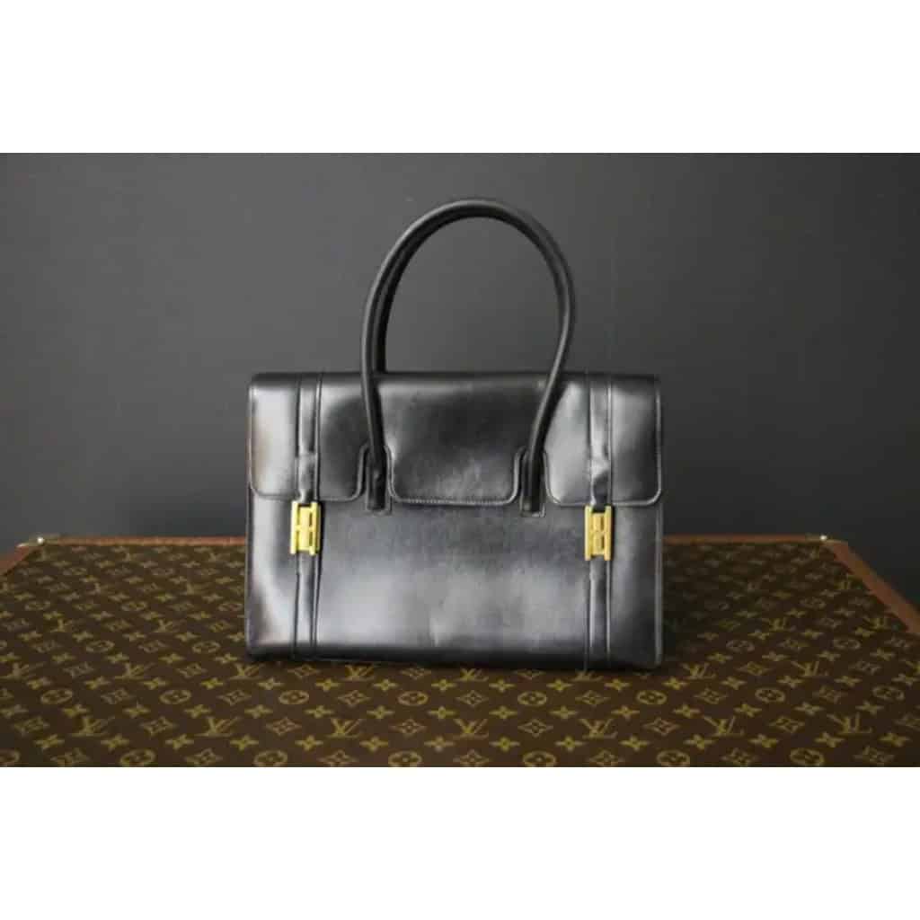 Sac Hermes vintage Drag en cuir noir 4