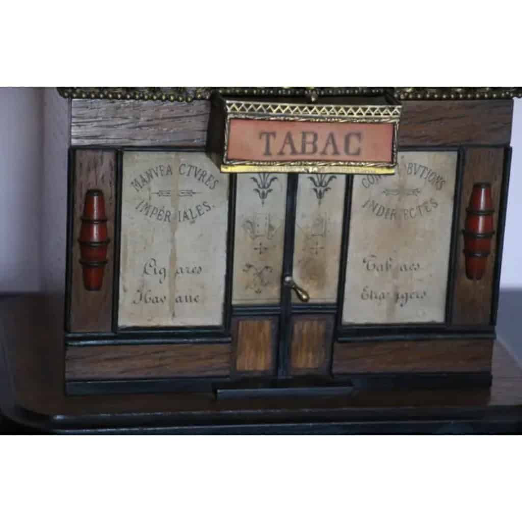 Boîte à cigares française des années 1900 conçue comme un ancien bureau de tabac 6