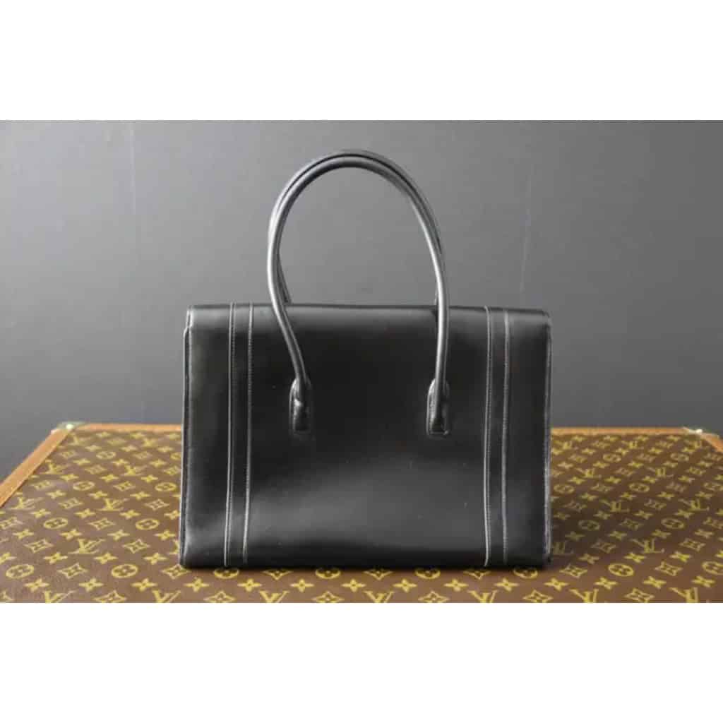 Sac Hermes vintage Drag en cuir noir 7