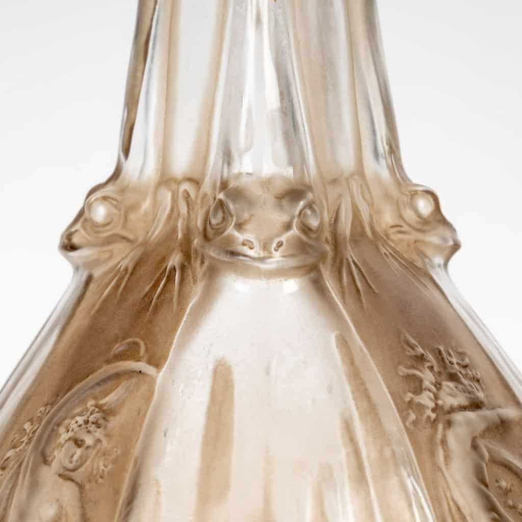 1911 René Lalique – Carafe Sirènes Et Grenouilles Verre Blanc Patiné Sépia 9