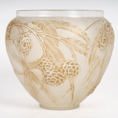 1923 René Lalique – Vase Néfliers Verre Blanc Patiné Sépia