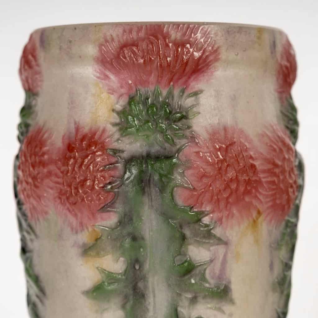 1920 Gabriel Argy Rousseau – Vase Chardons Rouges Pâte De Verre 6