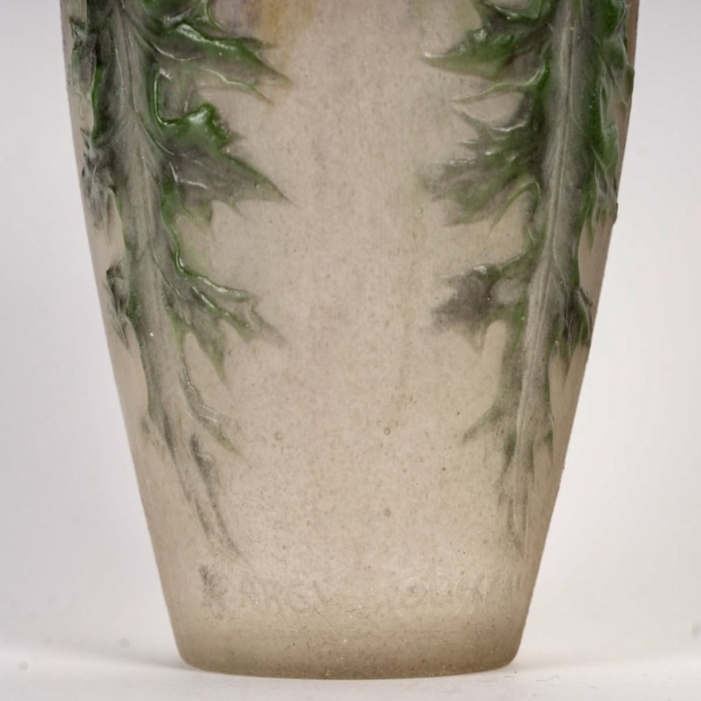 1920 Gabriel Argy Rousseau – Vase Chardons Rouges Pâte De Verre 7