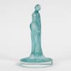 1912 René Lalique – Cachet Statuette Drapée Verre Blanc Patiné Turquoise 9