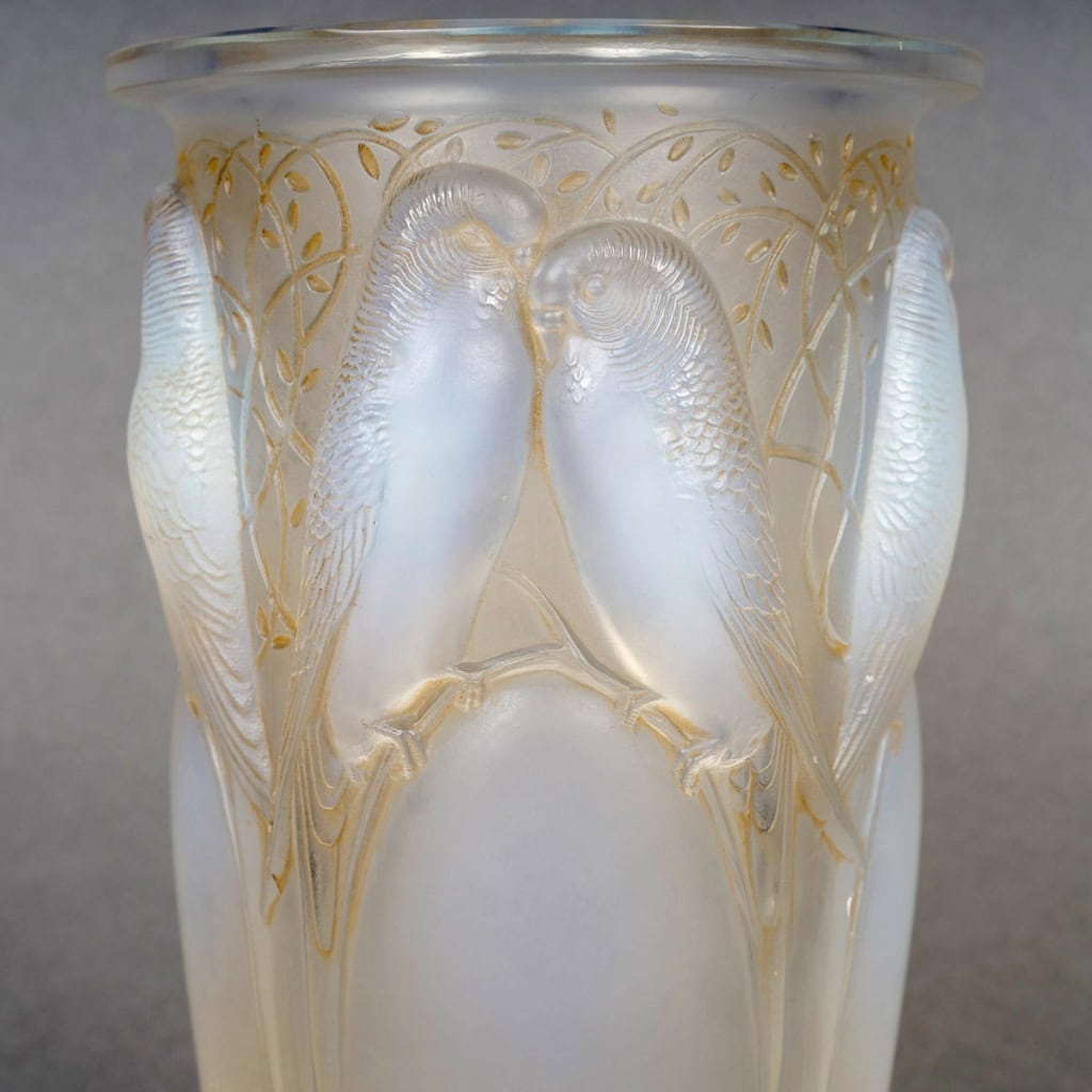 1924 René Lalique – Vase Ceylan Verre Opalescent Patiné Sépia 6