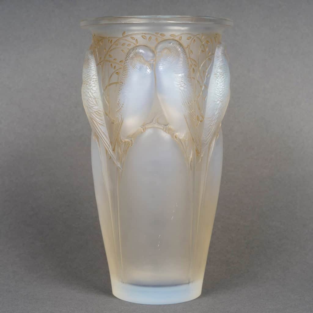 1924 René Lalique – Vase Ceylan Verre Opalescent Patiné Sépia 4