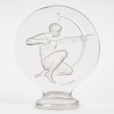 1926 René Lalique – Mascotte Automobile Archer Verre Blanc