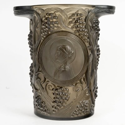 1922 René Lalique – Vase Seau à Champagne Saint Odile Verre Fumé Topaze