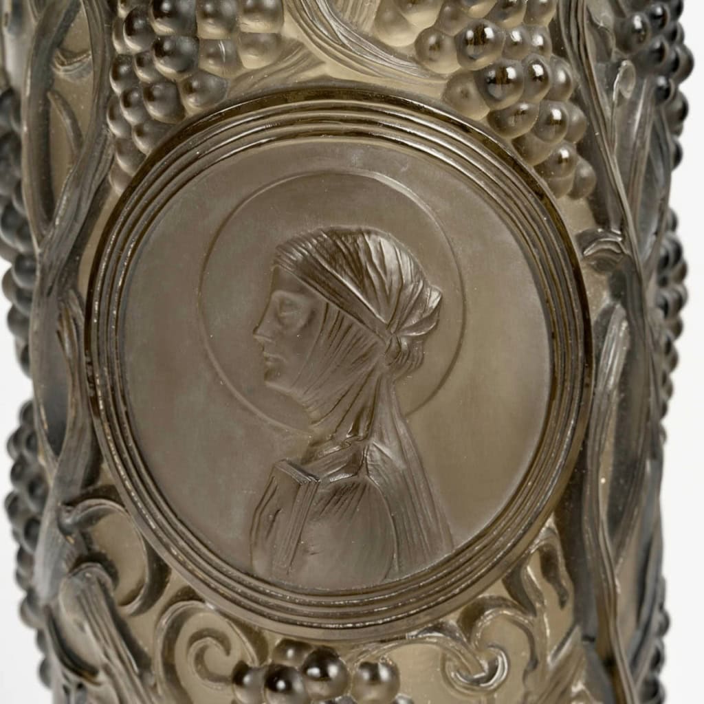 1922 René Lalique – Vase Seau à Champagne Saint Odile Verre Fumé Topaze 8