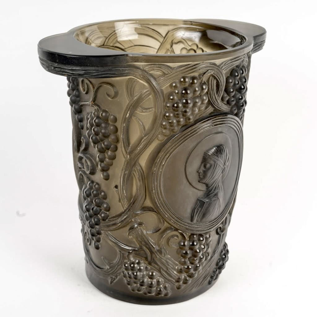 1922 René Lalique – Vase Seau à Champagne Saint Odile Verre Fumé Topaze 4