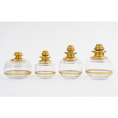 1925 Baccarat – Garniture De Toilette Art Déco Cristal Doré – 4 Pièces