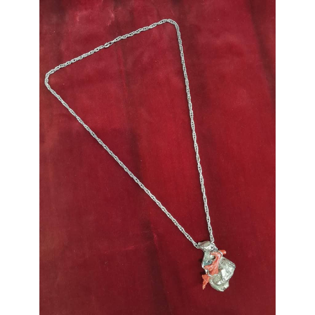 Pendentif cœur en argent 925 et Corail rouge, années 70/80 4