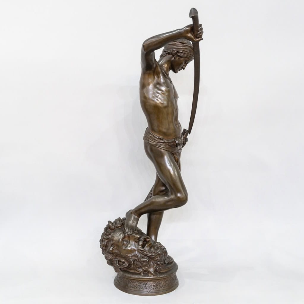 Sculpture – David Vainqueur De Goliath , Marius – Jean – Antonin Mercié (1845-1916) – Bronze 6