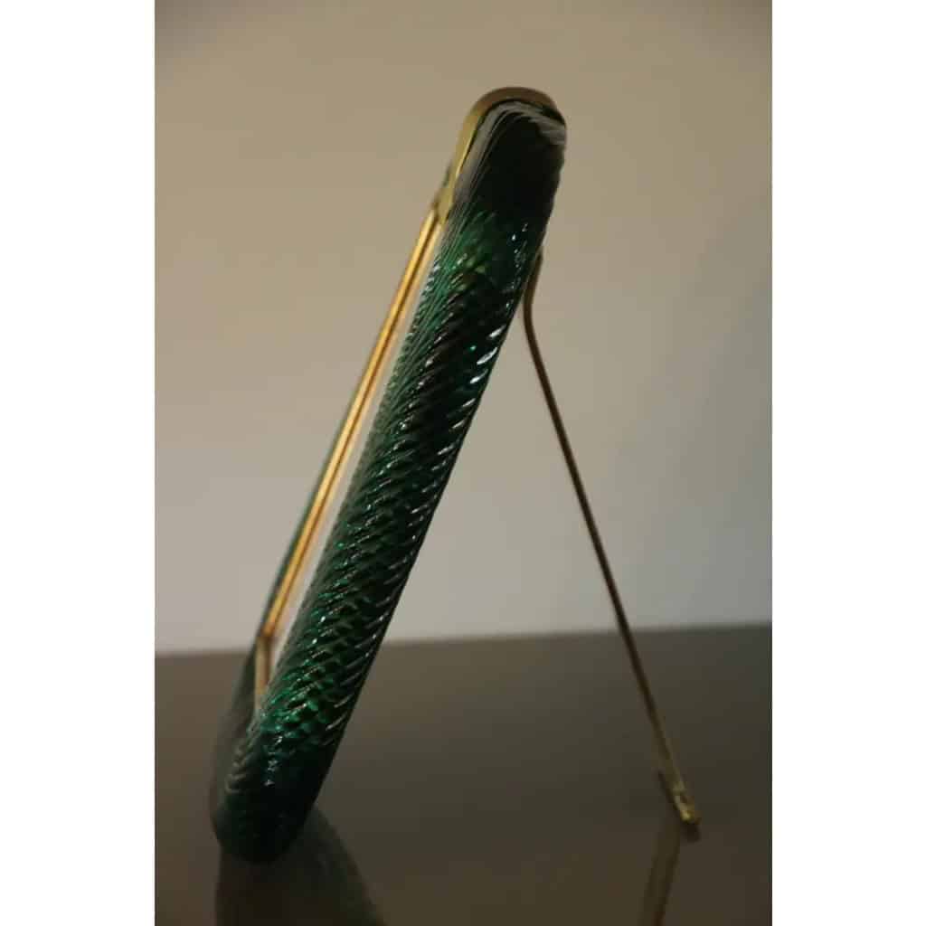 Cadre en verre de Murano torsadé vert émeraude des années 2000 par Barovier 13