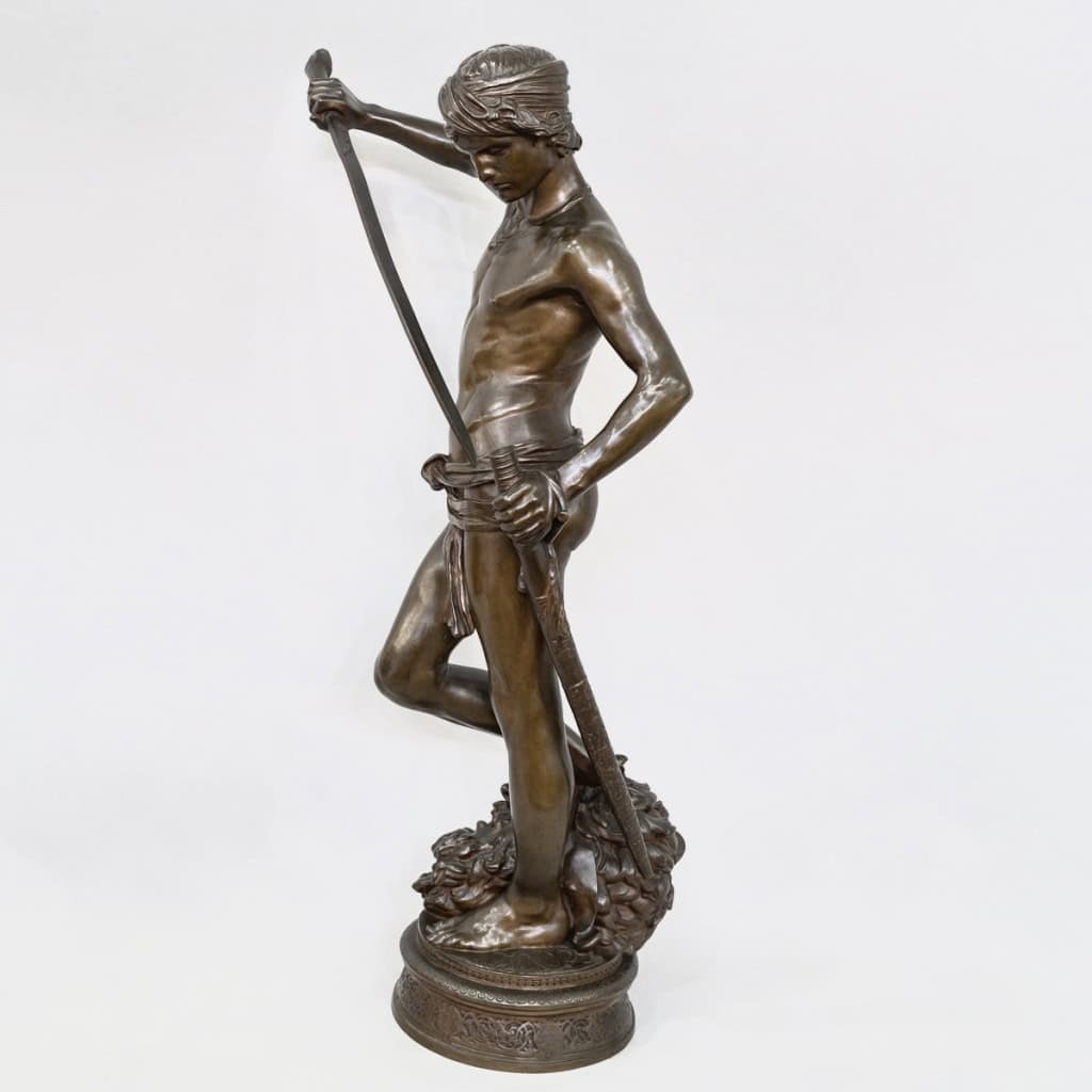 Sculpture – David Vainqueur De Goliath , Marius – Jean – Antonin Mercié (1845-1916) – Bronze 4