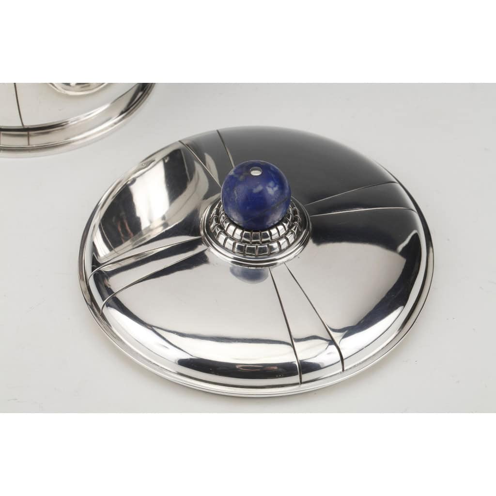 Jean Elisée PUIFORCAT – Boîte couverte en argent et Lapis Lazuli ART DECO 9