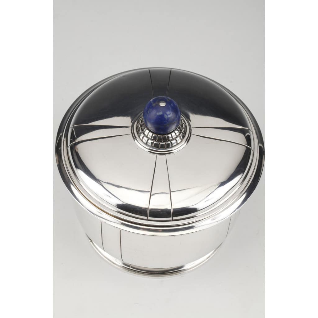 Jean Elisée PUIFORCAT – Boîte couverte en argent et Lapis Lazuli ART DECO 12