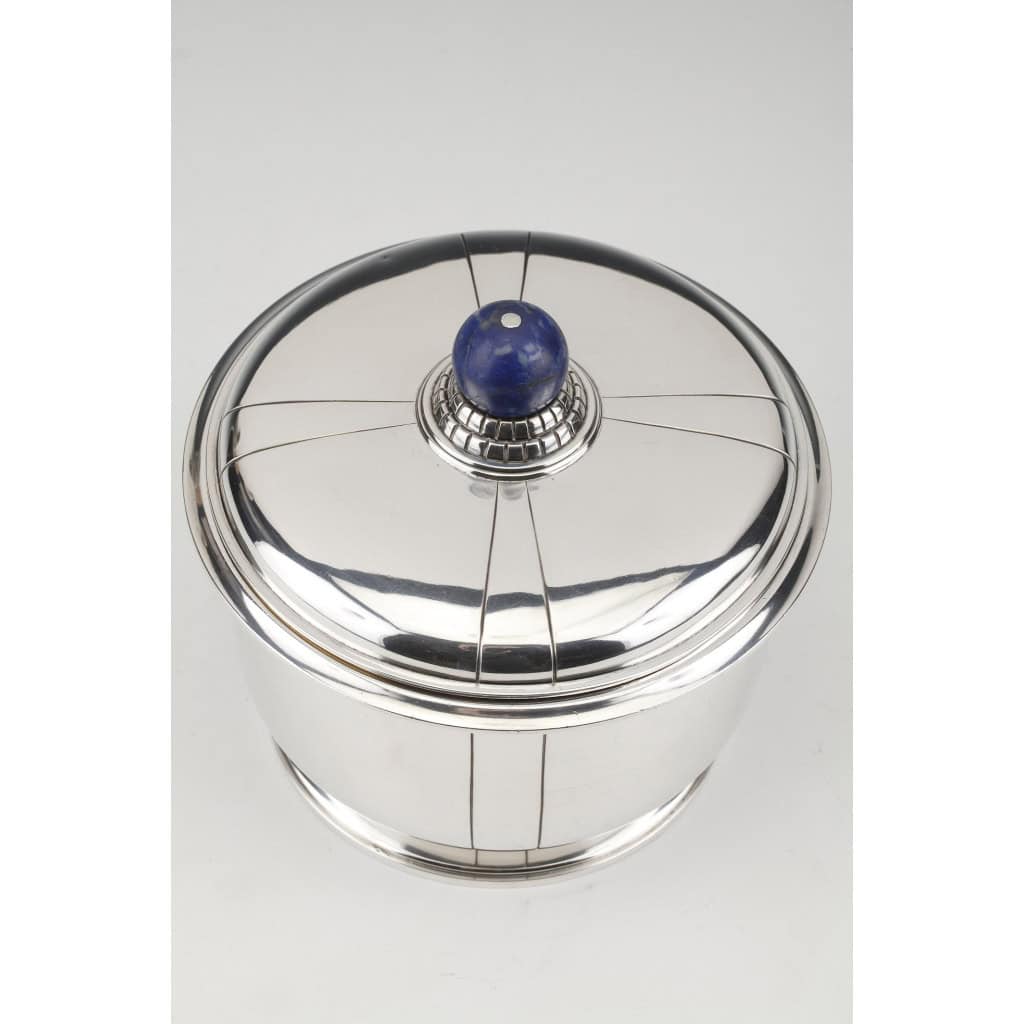 Jean Elisée PUIFORCAT – Boîte couverte en argent et Lapis Lazuli ART DECO 16