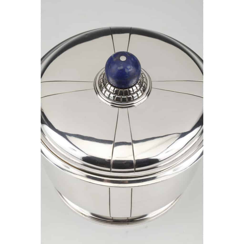 Jean Elisée PUIFORCAT – Boîte couverte en argent et Lapis Lazuli ART DECO 17