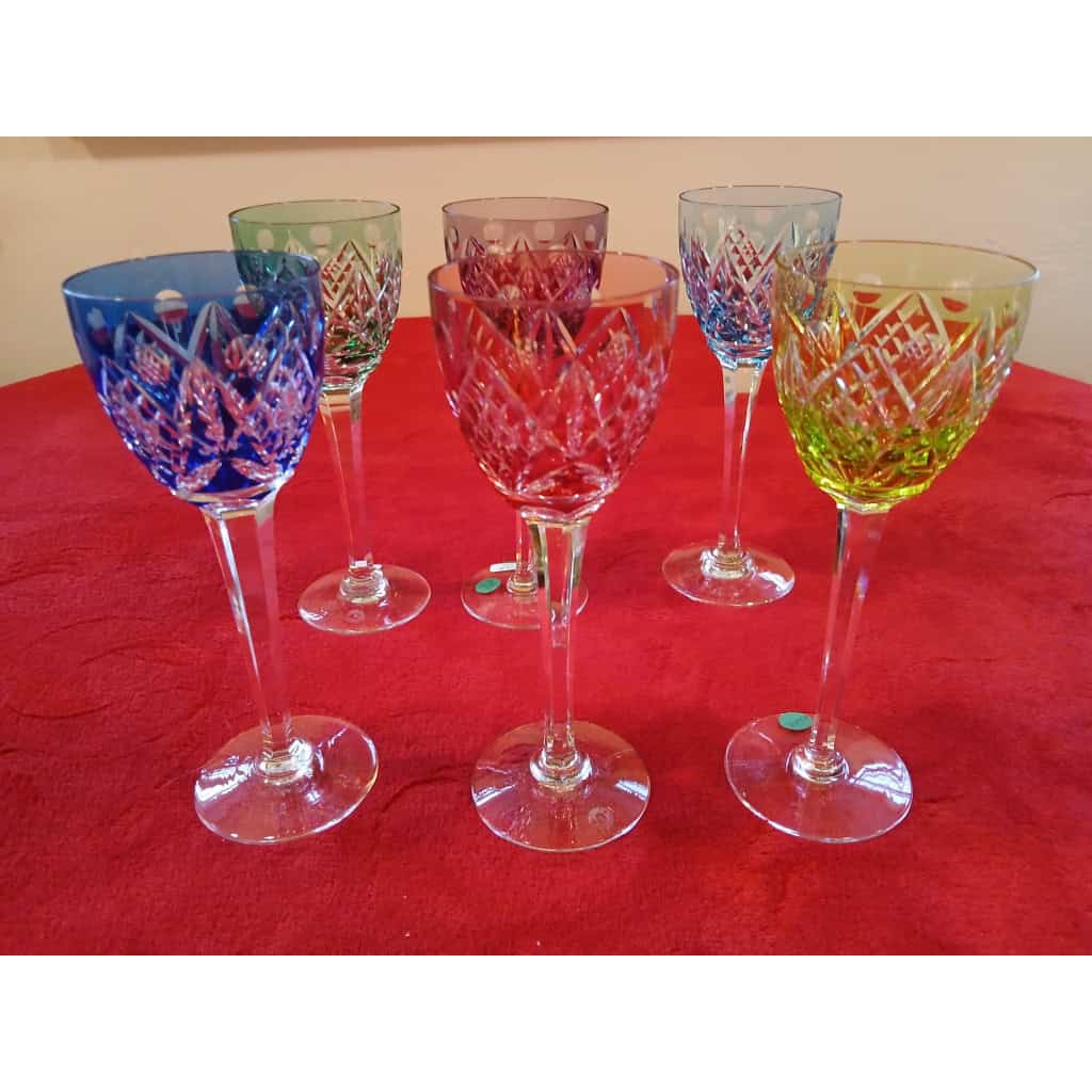 6 VERRES DE COULEURS ROEMER CRISTALLERIE DE LORRAINE 3