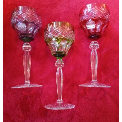 3 GRANDS VERRES DE COULEUR ROEMER. cristallerie Val Saint Lambert 3