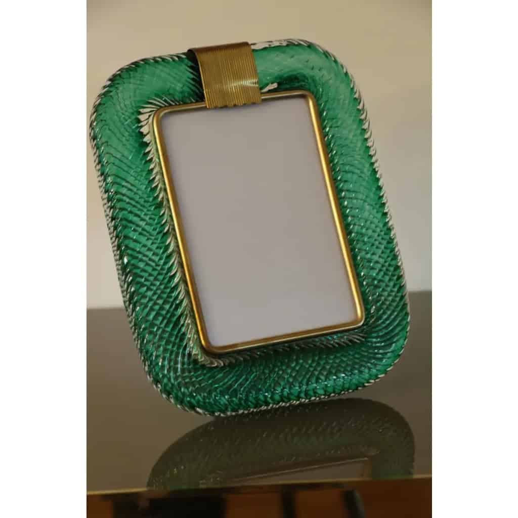 Cadre en verre de Murano torsadé vert émeraude des années 2000 par Barovier 8