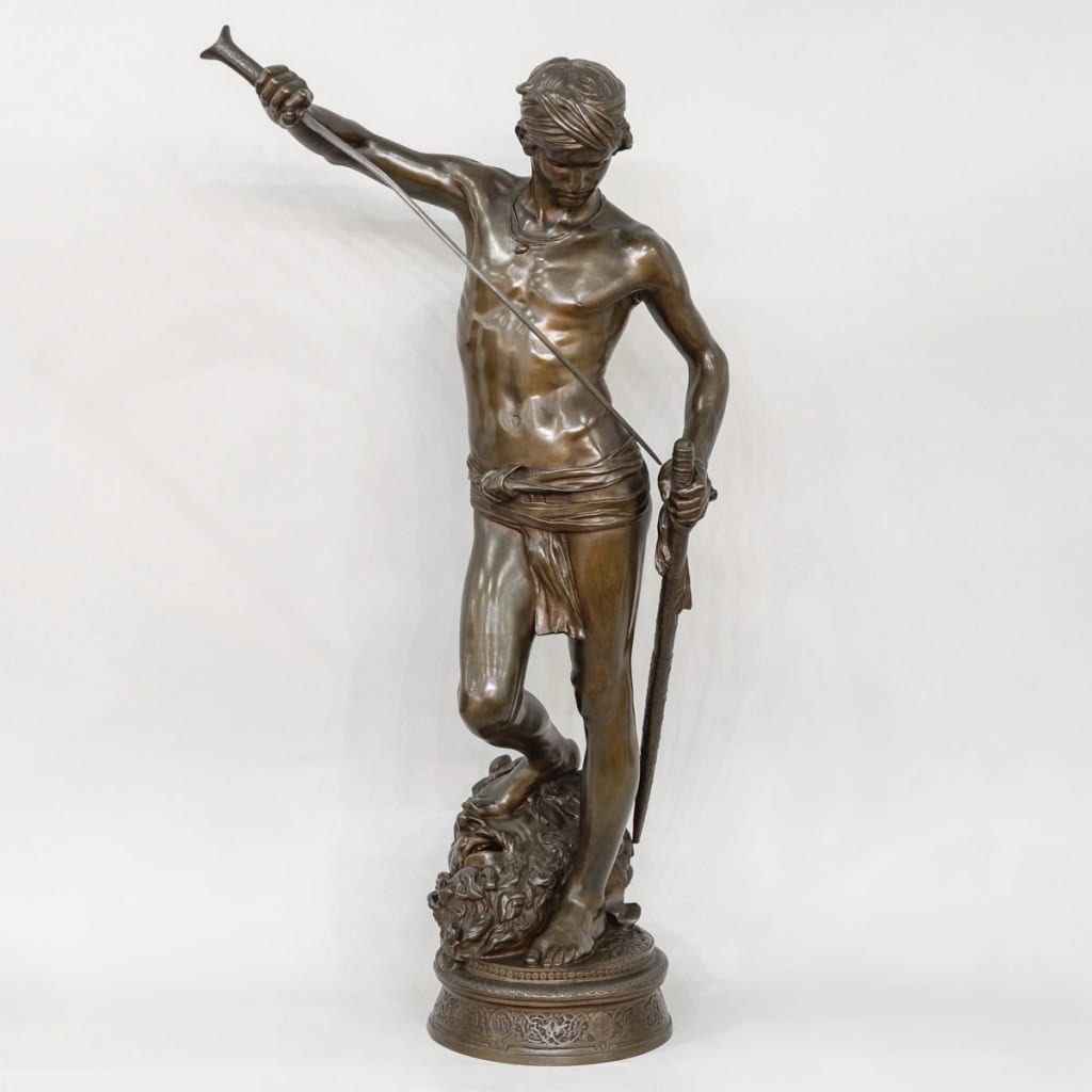 Sculpture – David Vainqueur De Goliath , Marius – Jean – Antonin Mercié (1845-1916) – Bronze 3