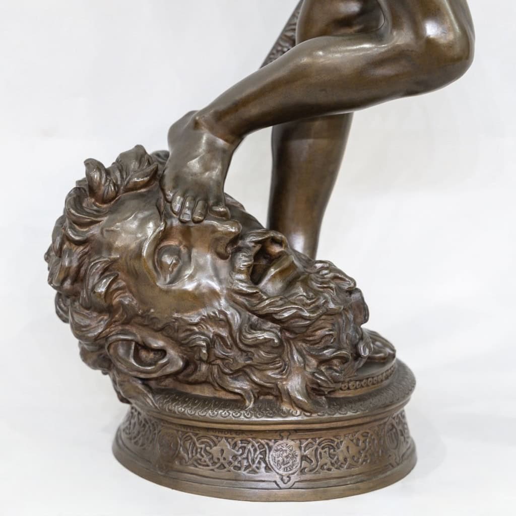 Sculpture – David Vainqueur De Goliath , Marius – Jean – Antonin Mercié (1845-1916) – Bronze 5