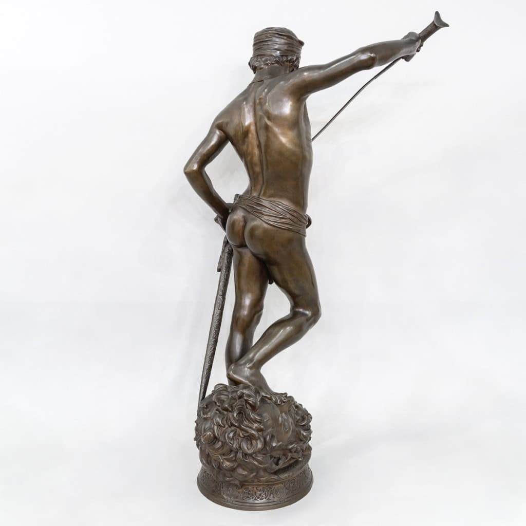 Sculpture – David Vainqueur De Goliath , Marius – Jean – Antonin Mercié (1845-1916) – Bronze 8