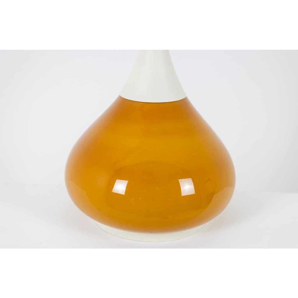 Lampe de forme bouteille en métal laqué blanc et opaline. Années 1970. LS6117337L 9