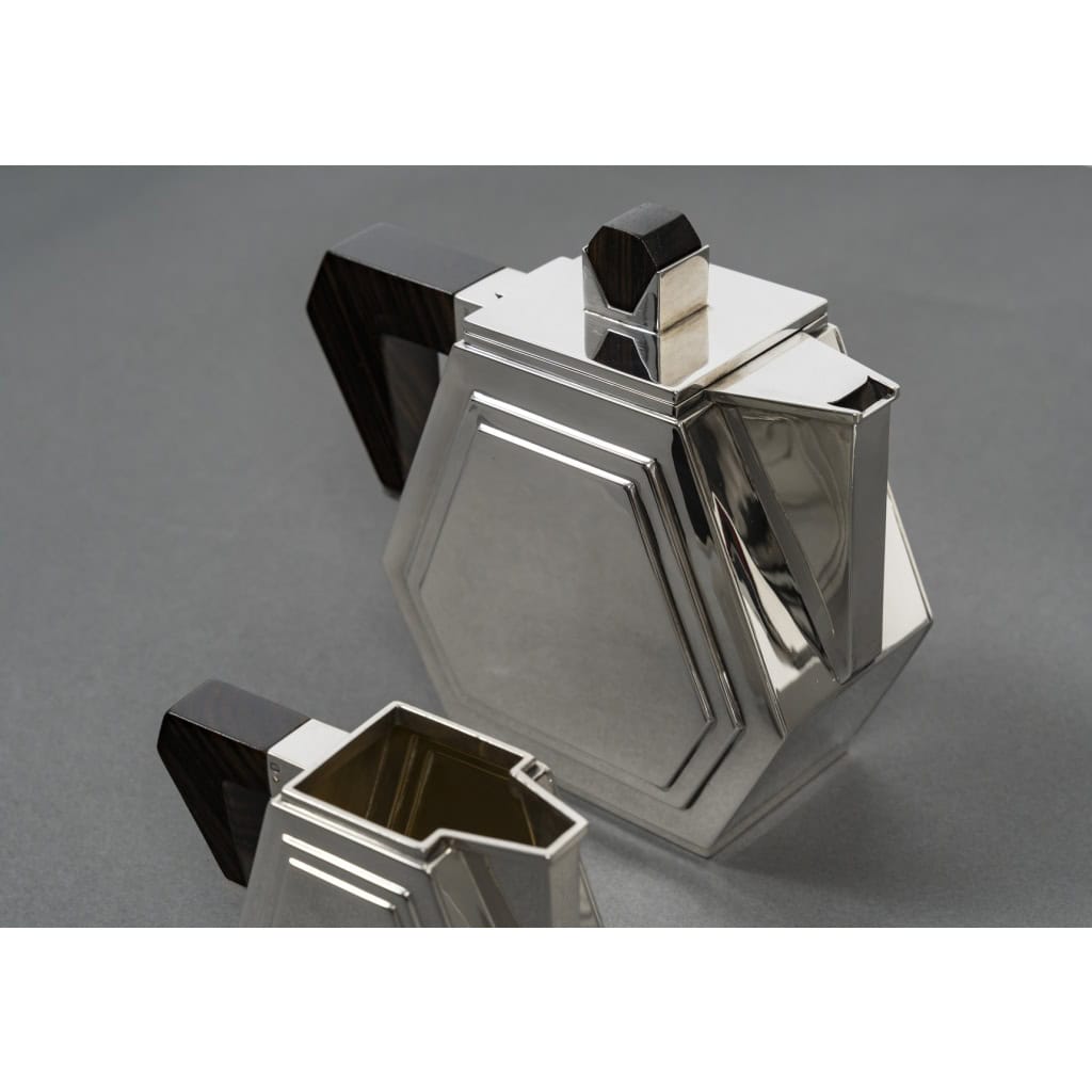 TETARD FRERES – Service THE/CAFE 4 pièces en argent massif ART DECO 16