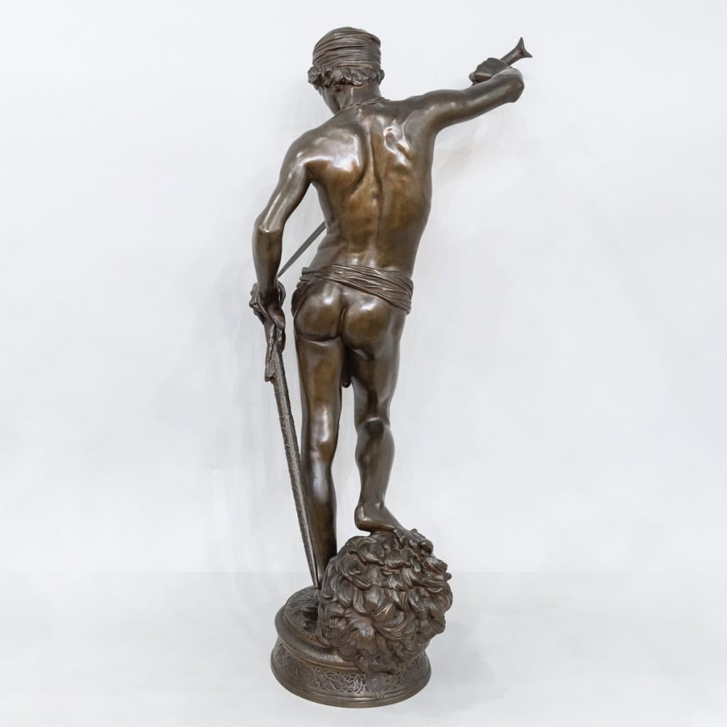 Sculpture – David Vainqueur De Goliath , Marius – Jean – Antonin Mercié (1845-1916) – Bronze 7