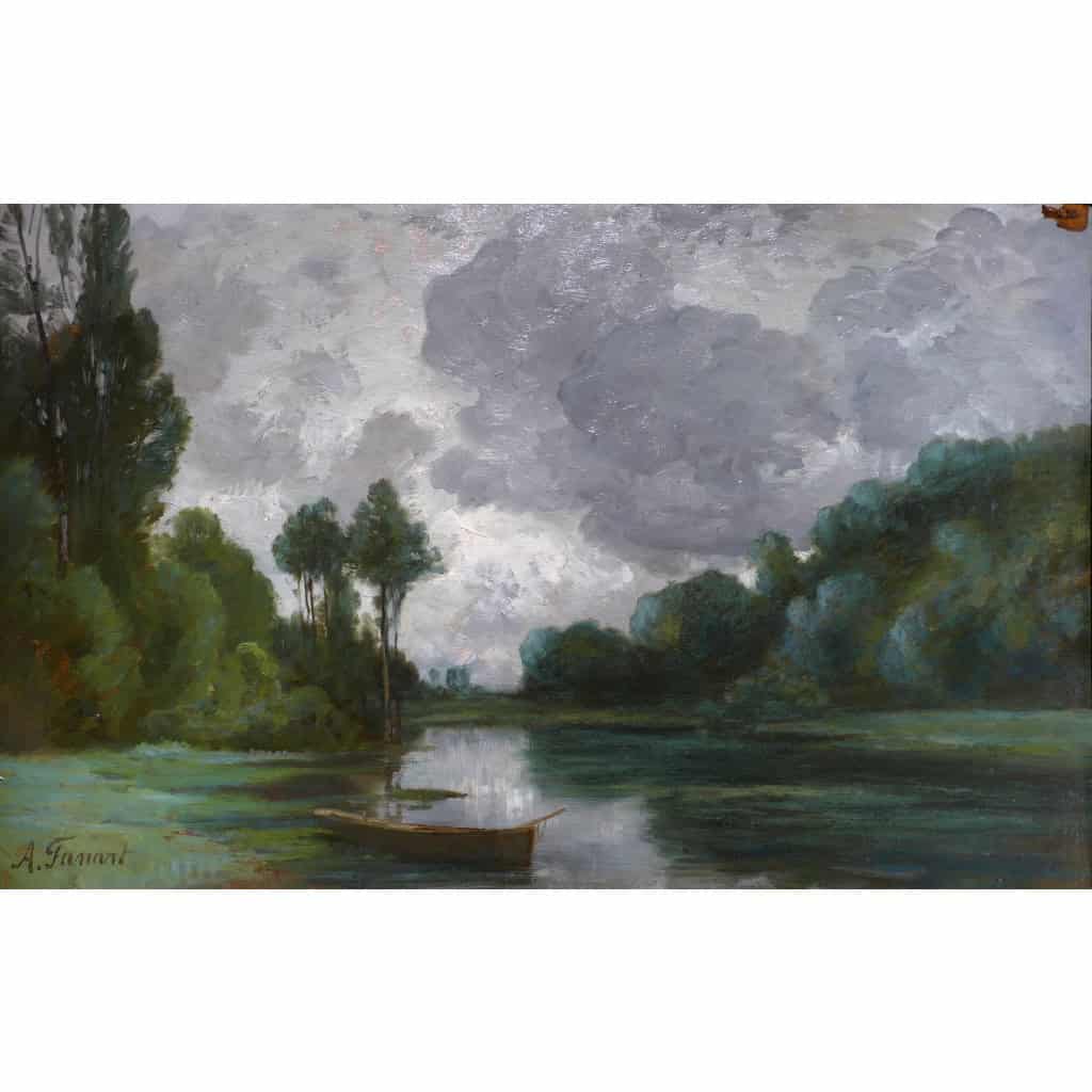 FANART Antonin Peinture Française XIXè Siècle Bord De Rivière Huile Sur Carton Signée Certificat d’authenticité 7